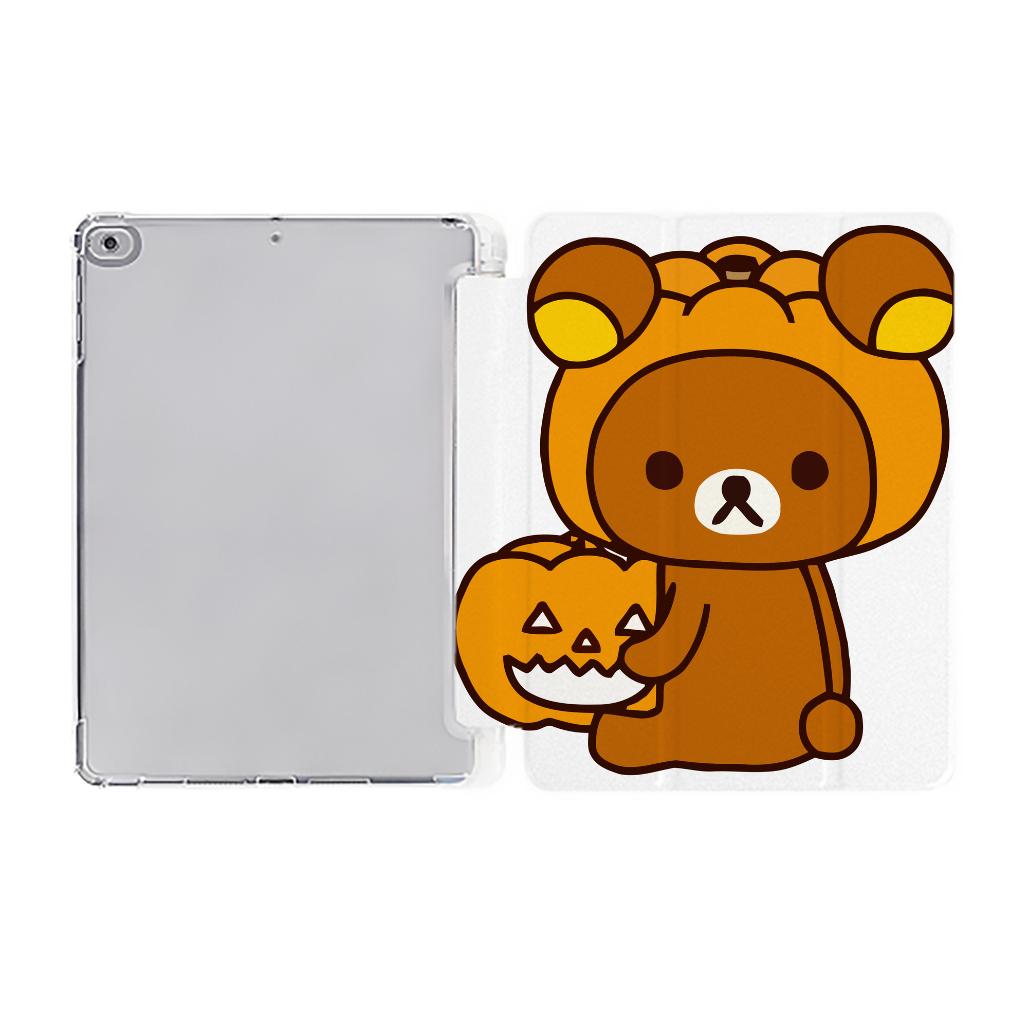 （画像用） リラックマ リラックマ キイロイトリ Rilakkuma Korilakkuma Kiiroitori IPad ケース ペン収納付き 三つ折りスタンド PUレザー×シリコン 対応機種9.5/10.5/10.9インチ